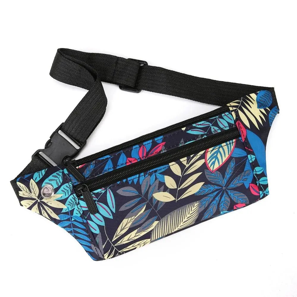 Wear-resistant Running Waist Bag 3 Layers Lightsome Phone Sport Belt Headphone Cable Hole Nylon Crossbody Bag Daily Wear