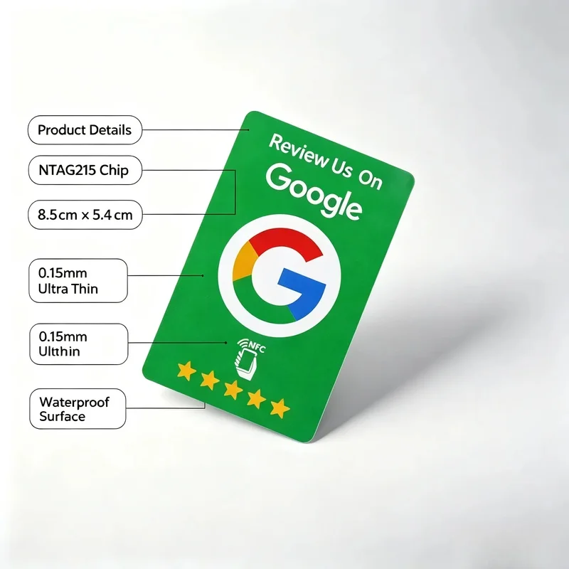 100Pcs Google Review Tap NFC Card NTAG215, Reusable Time‑Saving Business Card for Customer Feedback Reviews