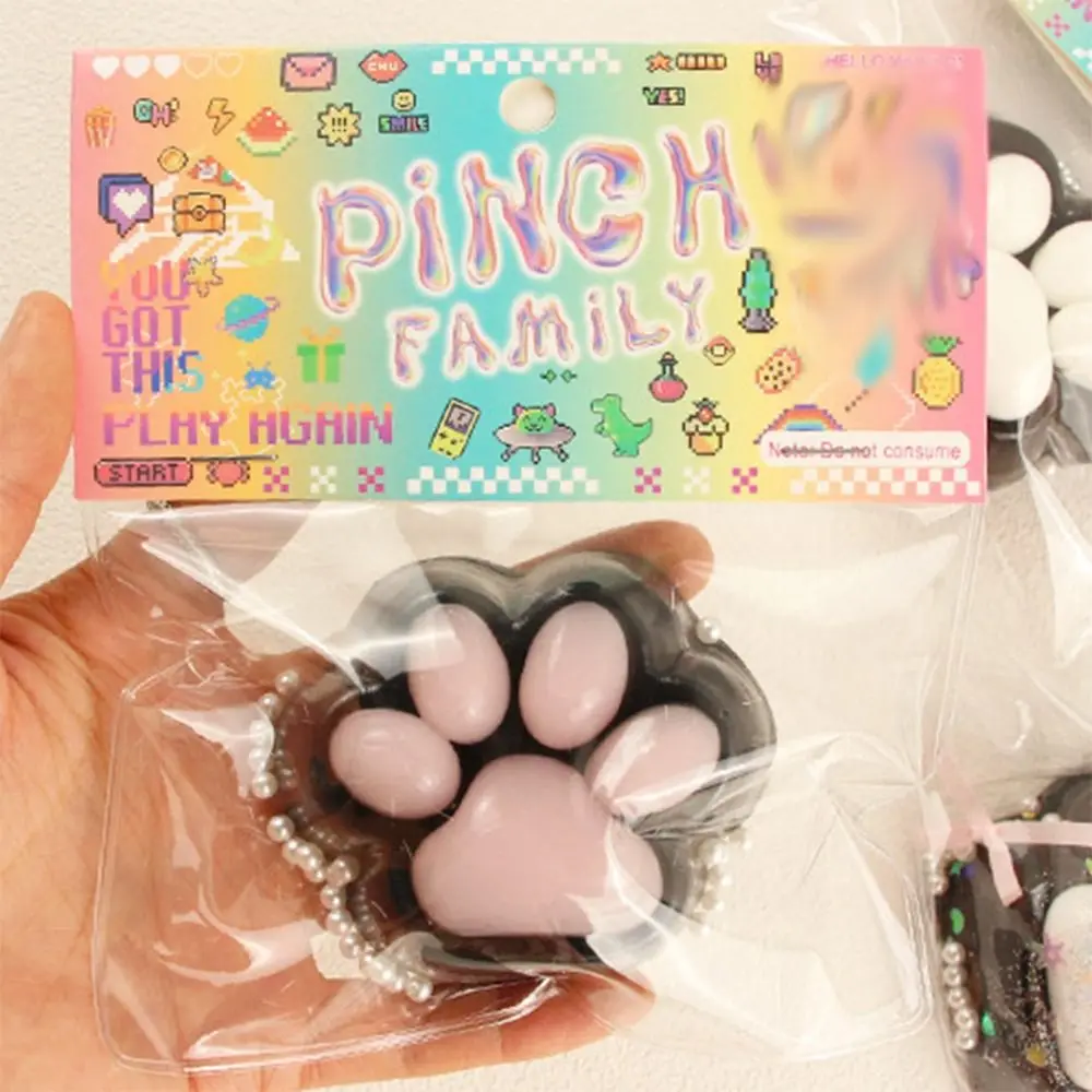 ตุ๊กตาสีดํา Cat PAW Squeeze ของเล่น TPR ซิลิโคนการ์ตูน Fidget ของเล่น Fidget ของเล่น Sensory ของเล่น Pinch Decompression ของเล่นเด็กตุ๊กตา Tricky