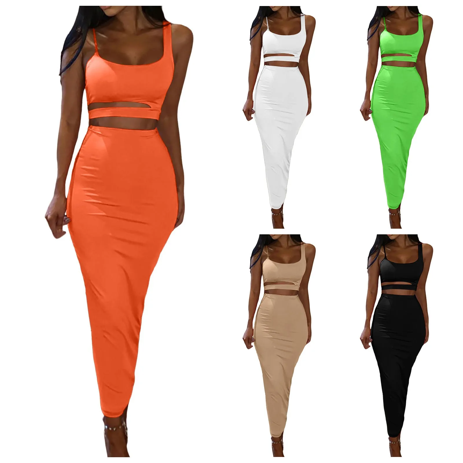 Two Piece Skirt Set Women’s Suit Clothes Summer 2024 Trend Sexy Outfit Cropped Top and Split Skirt Chic Elegant Female Clothing