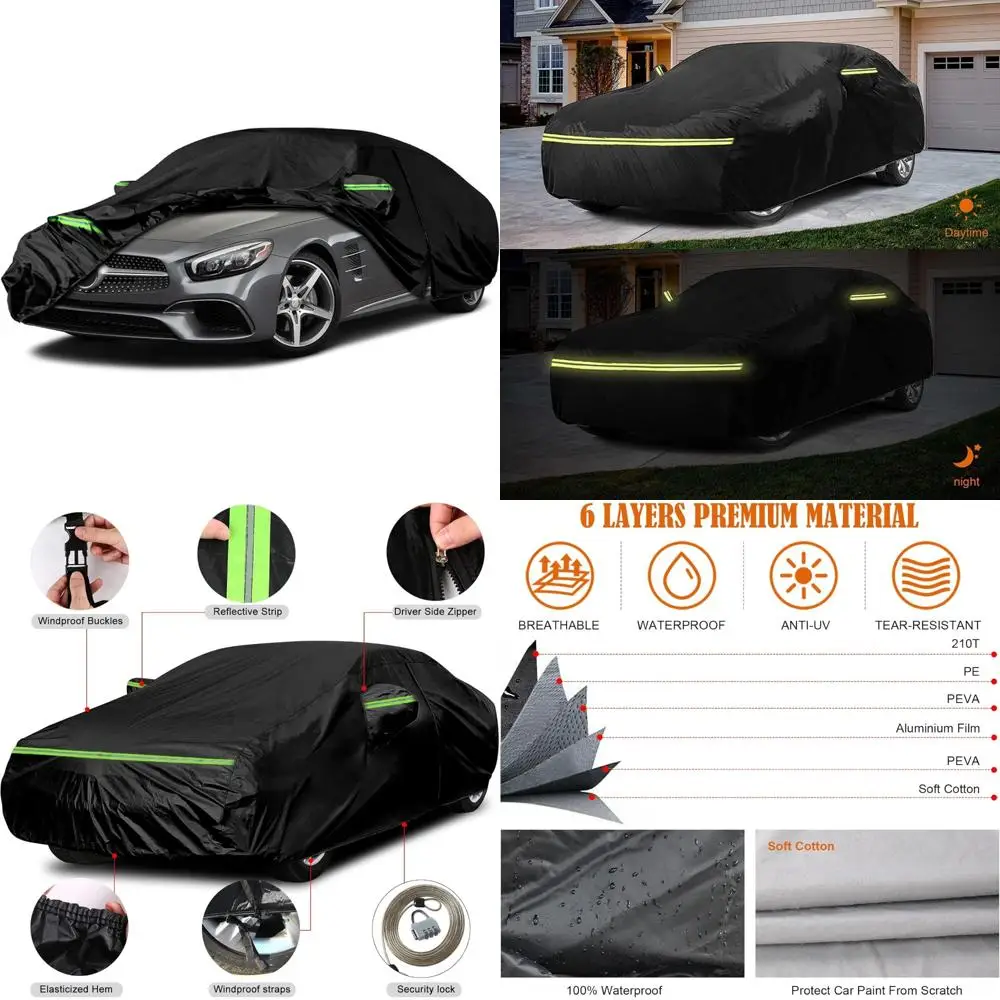 

All-Weather 6-Layer Waterproof Car Cover for 2002-2021 SL-Class Models, Zippered Protection for SL350/400/450