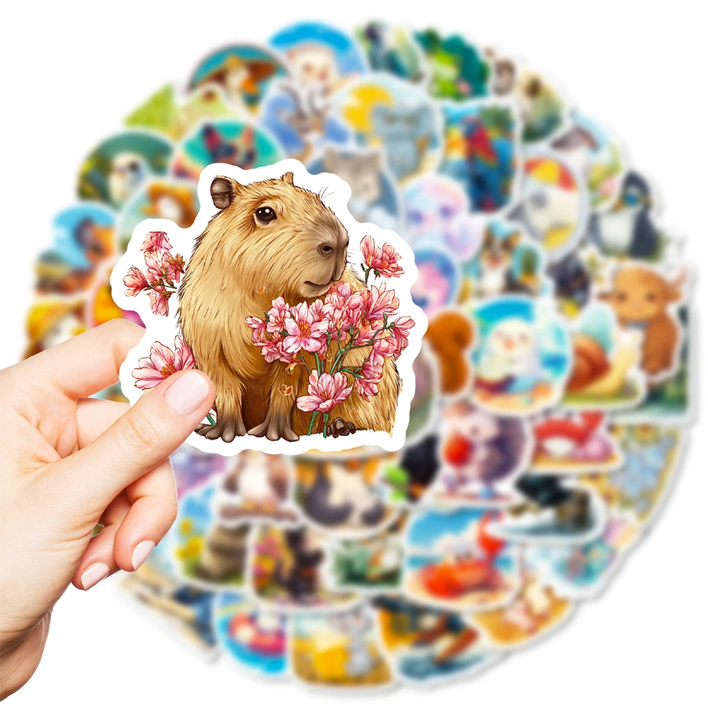 10/30/56 pçs dos desenhos animados bonito animal mundo graffit adesivos engraçado decalque brinquedo diy mala telefone guitarra adesivo à prova dwaterproof água para o presente do miúdo