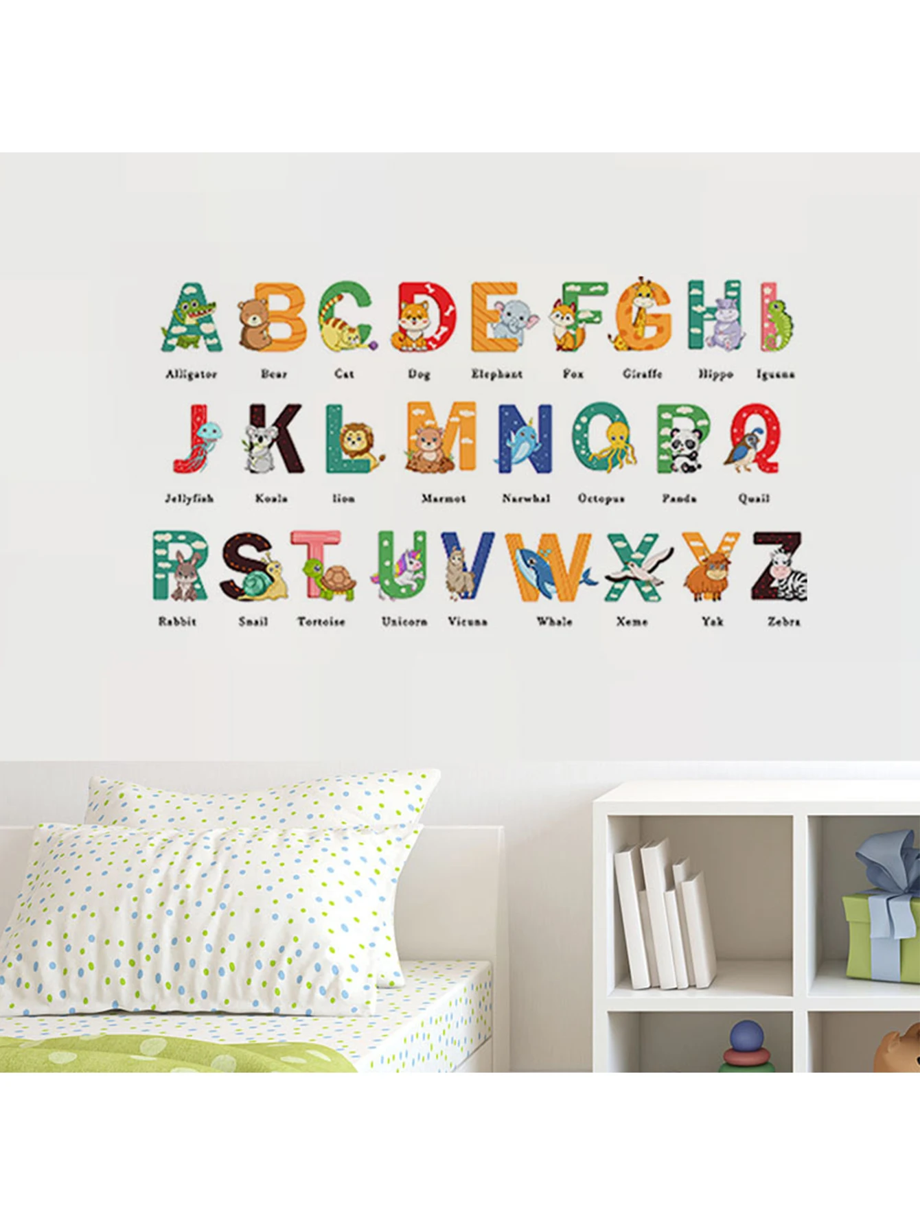 English letters animals colourful wall stickers children\'s room kindergarten bedroom living room back wall stickers