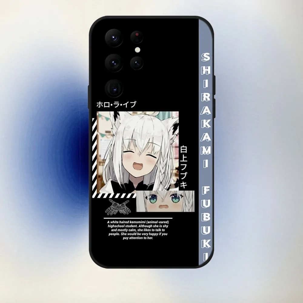 Shirakami Fubuki Hololive Phone Case For Samsung S24,23,22,30,21,10,9,Ultra,Plus,Lite,FE,5G Black Soft Case