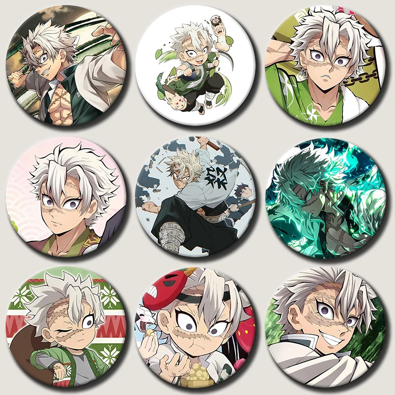 

58mm Anime Character Shinazugawa Sanemi Soft Button Pin Demon Cartoon Brooch Creative Badge for Backpack Clothes Decoration Gift