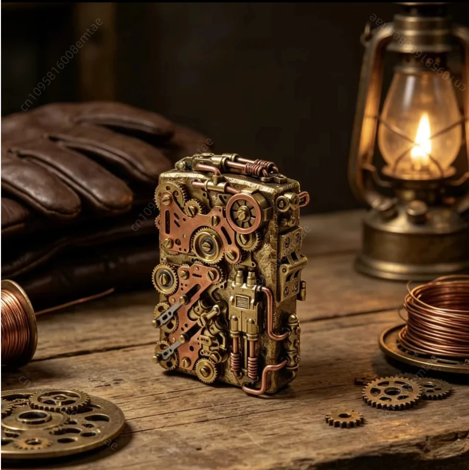 ZORRO 593 Large Brass Gear Fuel Lighter, Punk Gear Lighter, Cigarette Accessories, Men's Gift，Steampunk gear coupled lighter