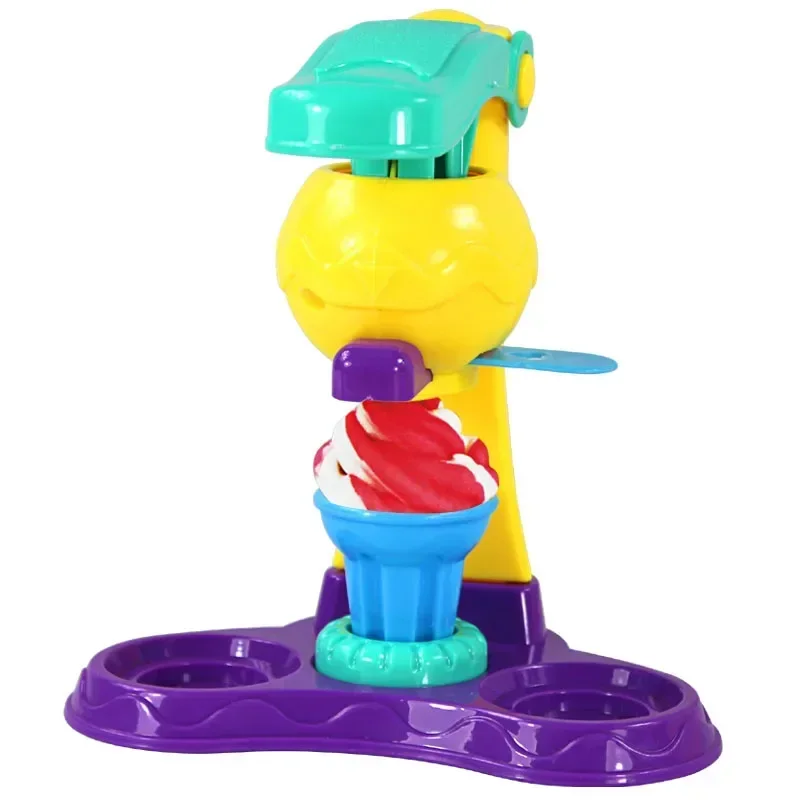 [Divertente] Pasta da gioco fai da te Pasta di argilla Plastilina Stampo per gelato Kit da gioco Giocattolo fai da te Macchina per gelato fatta a mano Cucina cuoco giocattolo regalo