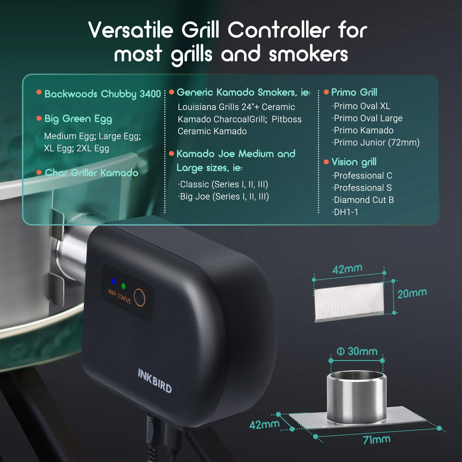 Imagem -06 - Inkbird-bbq Controlador de Temperatura Monitor Bluetooth Grill Ventilador Fumador Automático Sondas Isc027bw