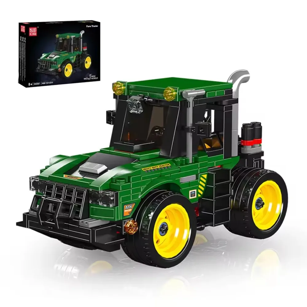 Mould King Creative 466PCS Tractor MOC Building Blocks Set 24061 Farm Vehicle Assembled Collectible Ornament Model Bricks Toys
