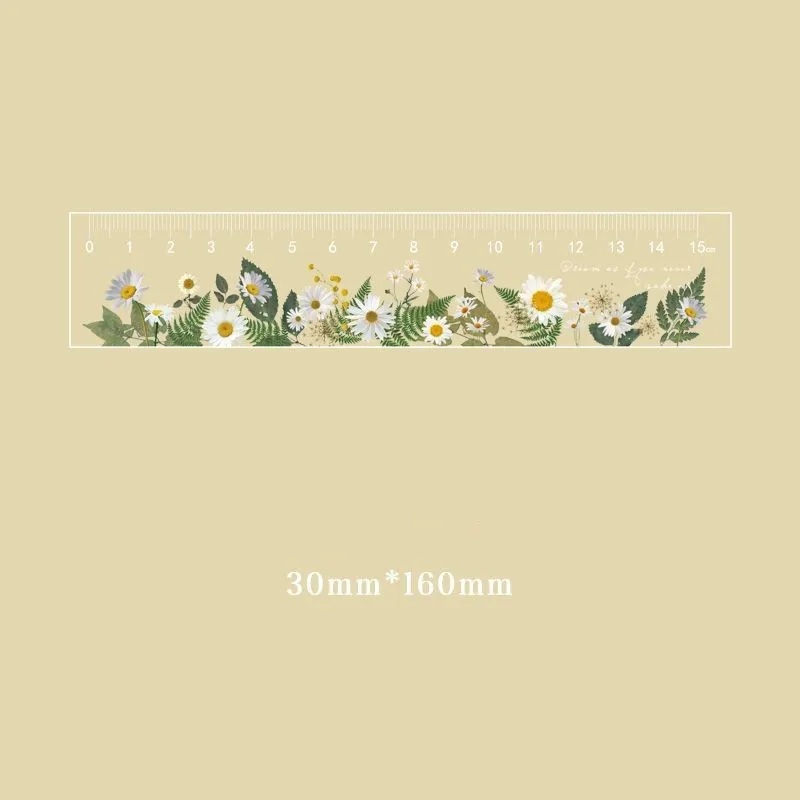 Transparent Ruler Drawing Tool Student Aesthetic Stationery Rose Pattern Pretty School Supplies Accessories Architecture Ruler