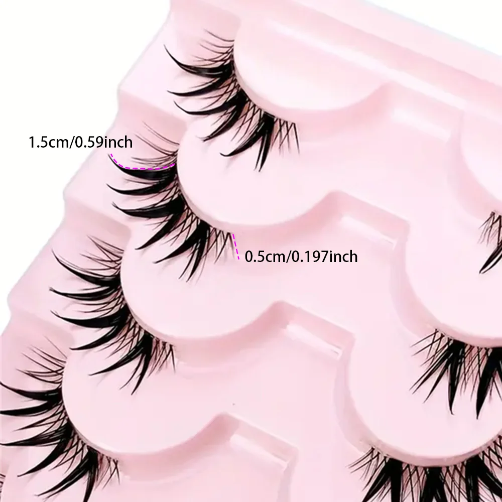 7 Pairs Half Eye Lashes With Transparent Stem Natural Long 3D Fairy Clusters Manga False Eyelashes Wet Look Cosplay Lashes