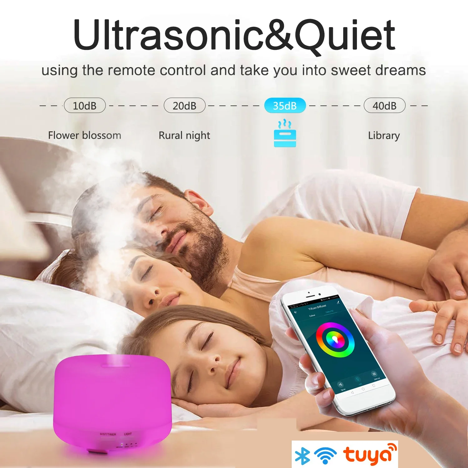 Tuya inteligente 500ml wifi umidificador de ar sem fio difusor óleo app controle névoa maker com alexa google casa perfume difusor perfume