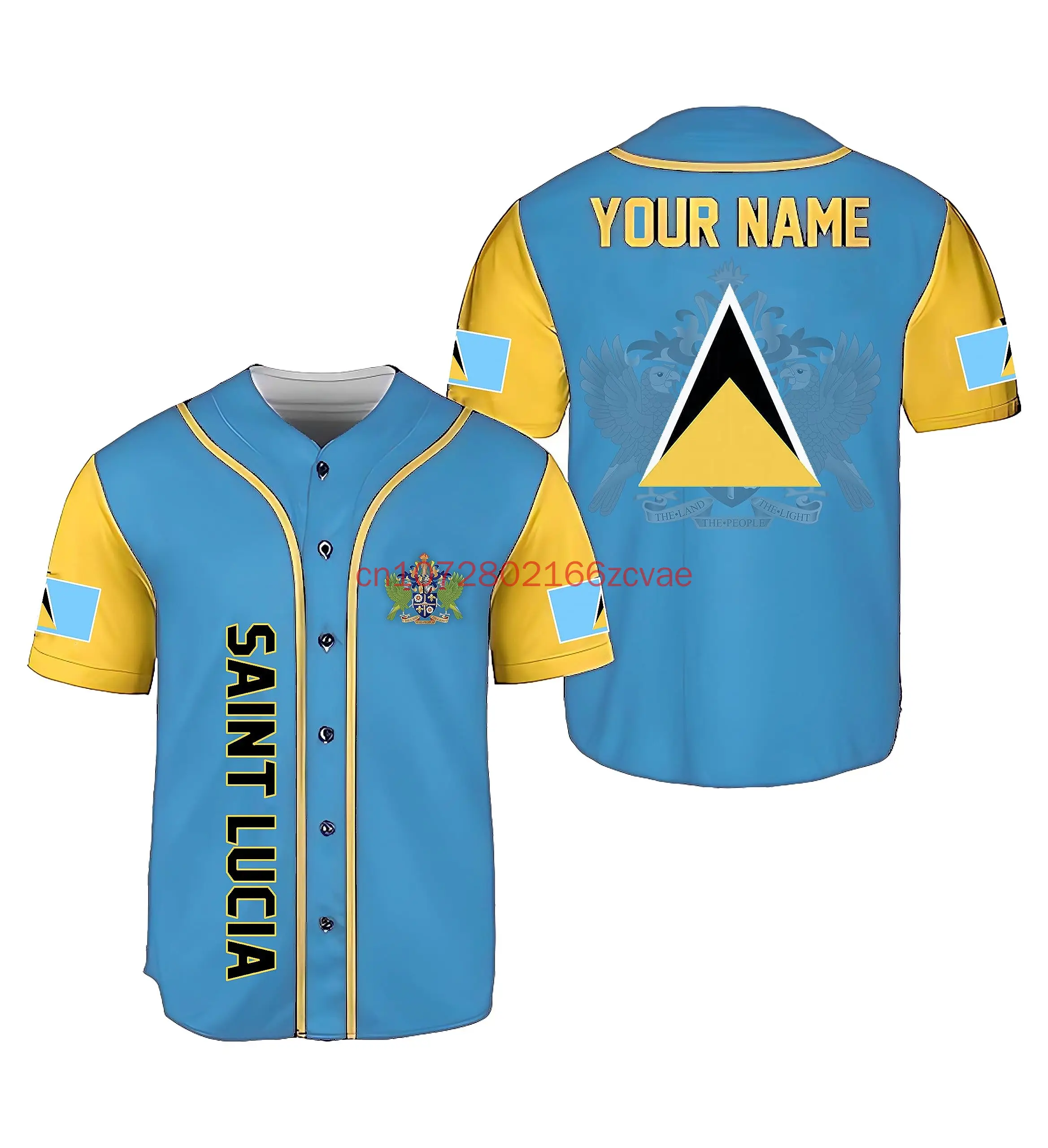 

Customized Saint Lucia Flag Baseball Jersey 3D Printed Mesh Fiber Cloth Breathable Top Fashion Men's and Women's Baseball Shirt