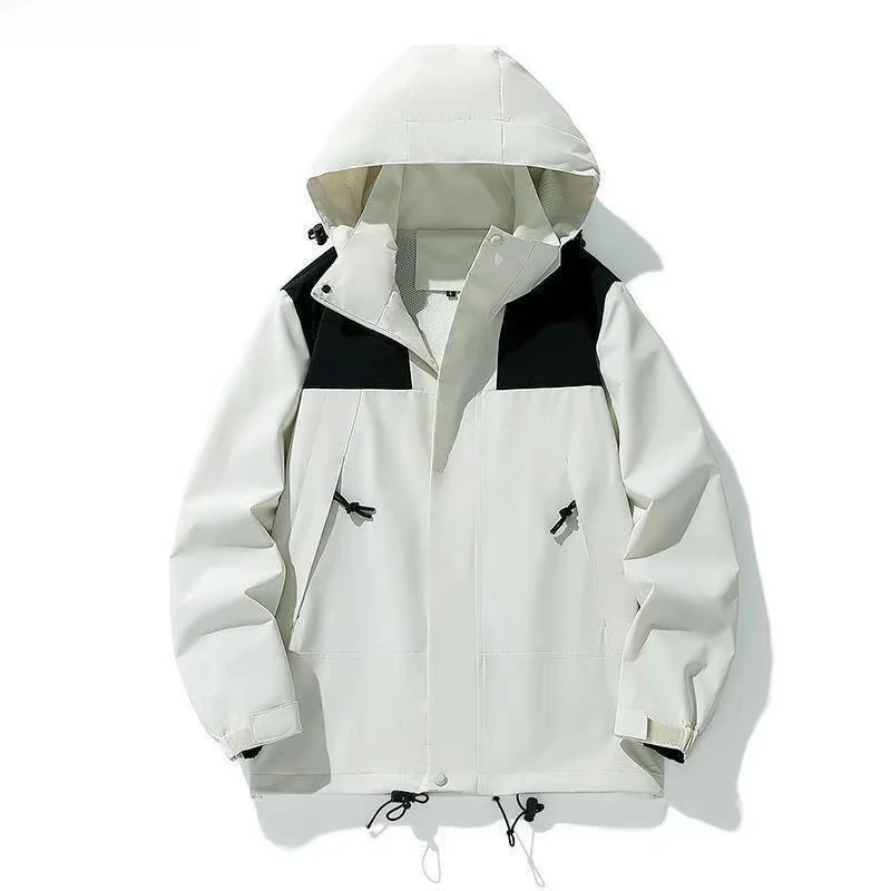 Trendy Outdoor Waterproof Breathable Two-in-One Color Block Men's Jacket Coat Autumn Winter Warm Removable Zipper Couples