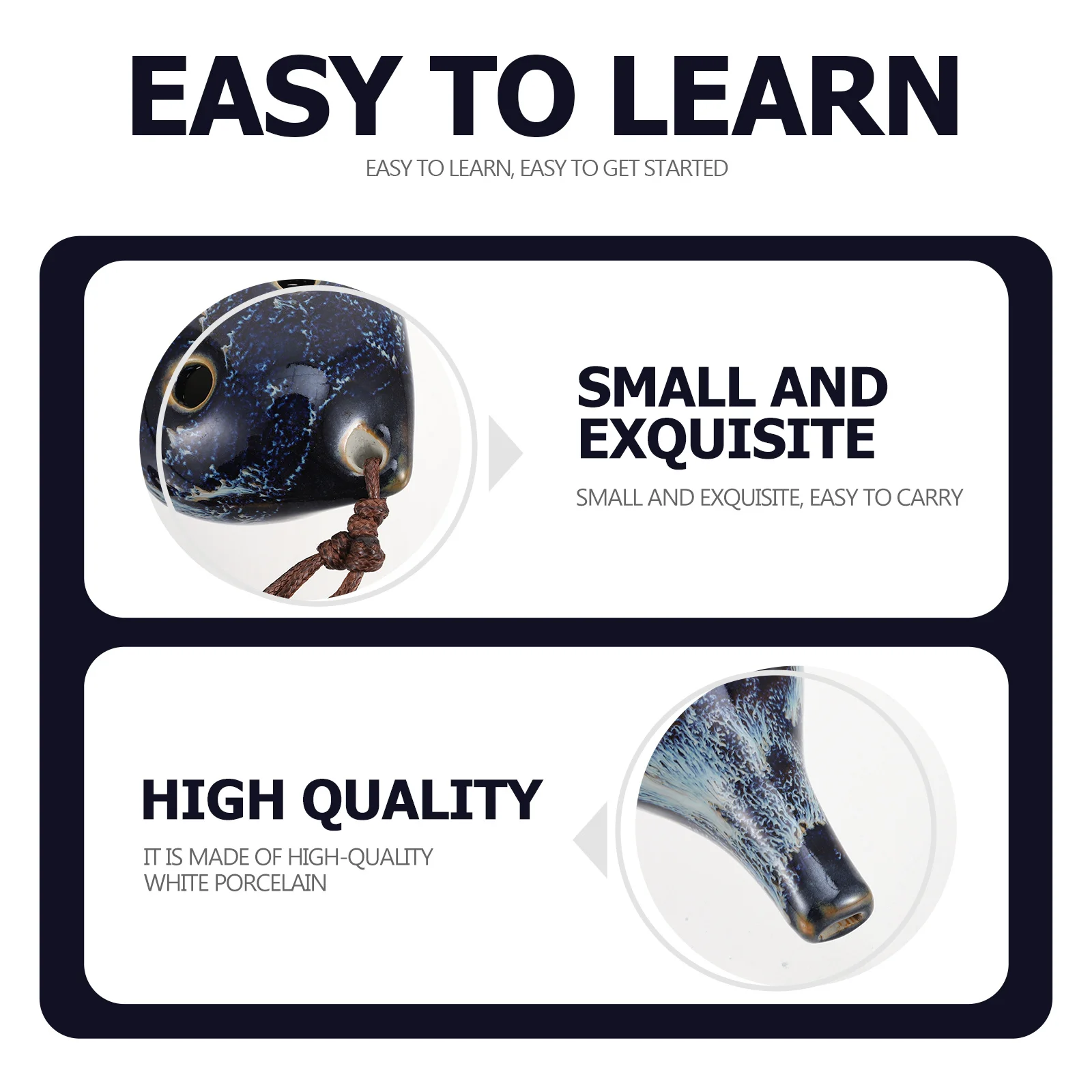 

Creative Ceramic 6-Hole Alto Ocarina Beginner Practice Portable Mini Wind Instrument for Children Portable 6-Hole Ceramic