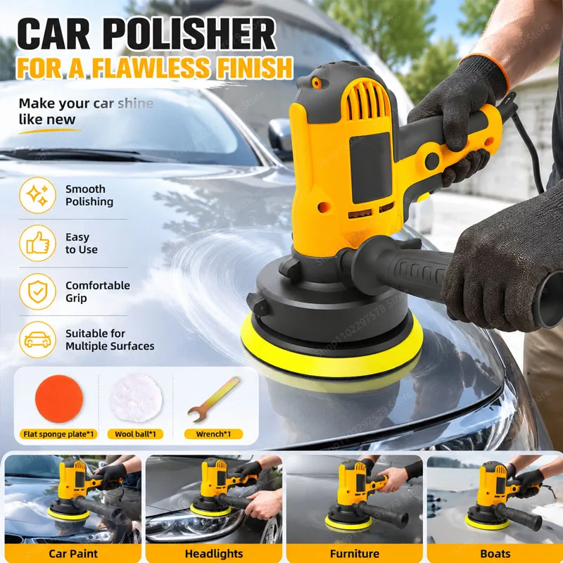 Electric Car Polisher Adjustable Speed ​​Polishing And Waxing Tool Durable and Safe For Restoration And Car Gloss Treatment.