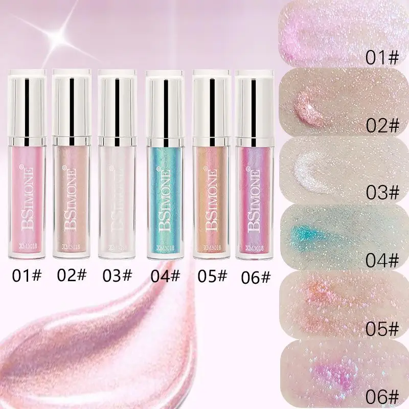 NEW BSIMONE Long Lasting Glitter Lip Gloss - Waterproof Moisturizing Luminous Shimmer Liquid Lip Glaze - Shiny Lipstick Makeup
