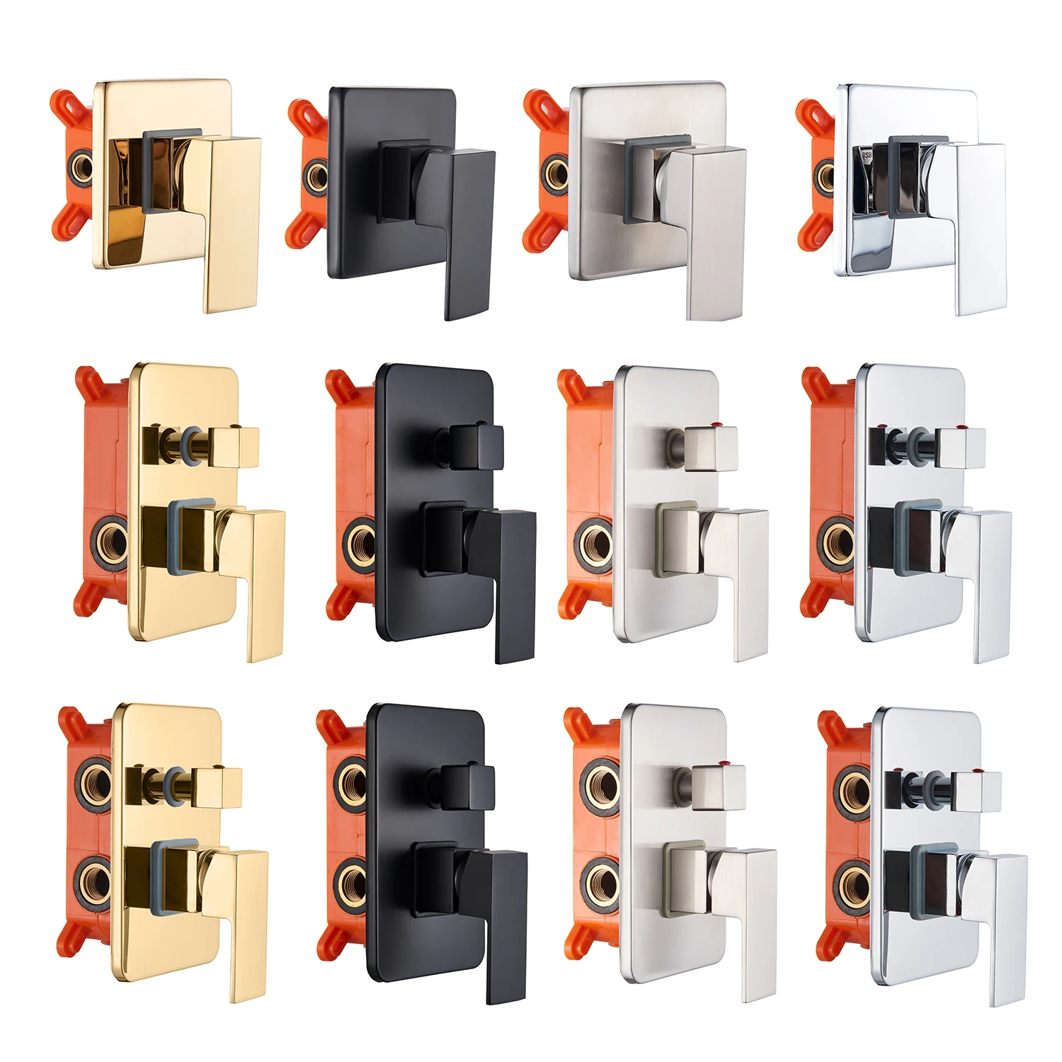 Brass Shower Control Valve Black Chrome Wall Mount Shower Mixer Control Valve Shower Faucet Valve 1-3 Ways