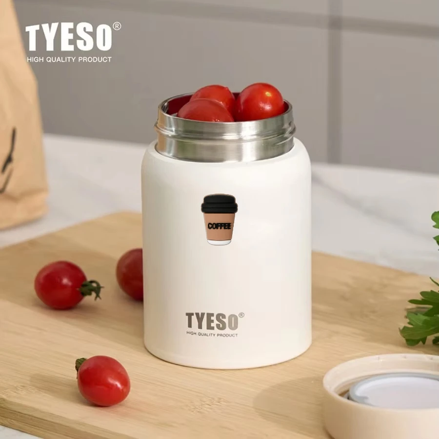 Tyeso 280ml Compact Vacuum Flask Frosted Stainless Steel Thermal Cup Stylish Leak-Proof  Tumbler Ideal with Coffee Sticker Small