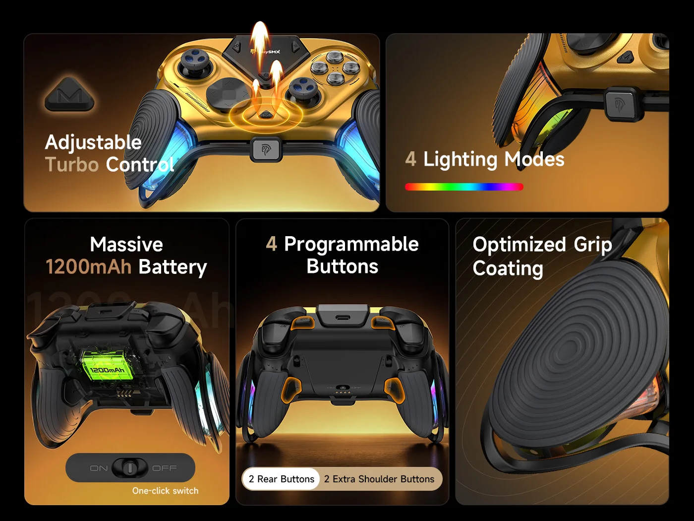 EasySMX D15 3-Modus-Spielcontroller, Gamepad mit TMR-Joystick, RGB-Ladestation für Nintendo Switch, PC, Android, iOS – Detail 9