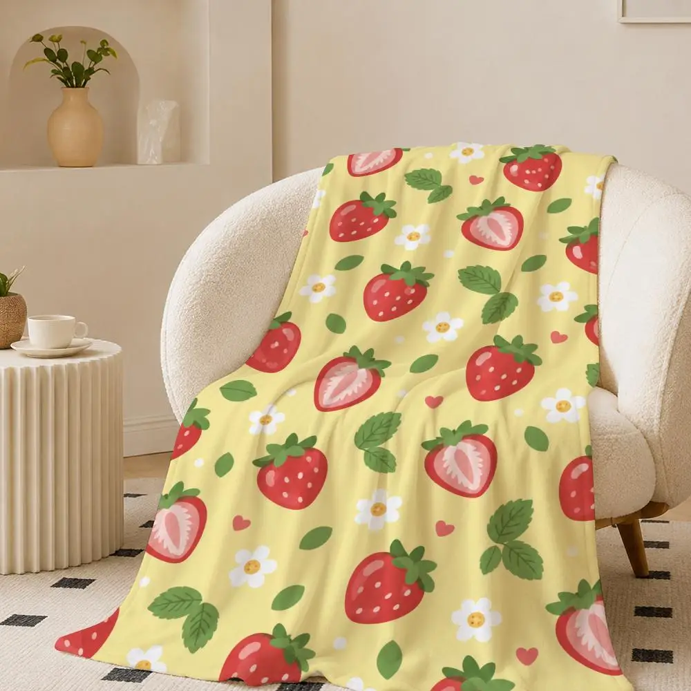 Cute Avocado Pastel Decor Throw Lightweight 240g Flannel Blanket Soft Skin-friendly for Summer Cooling