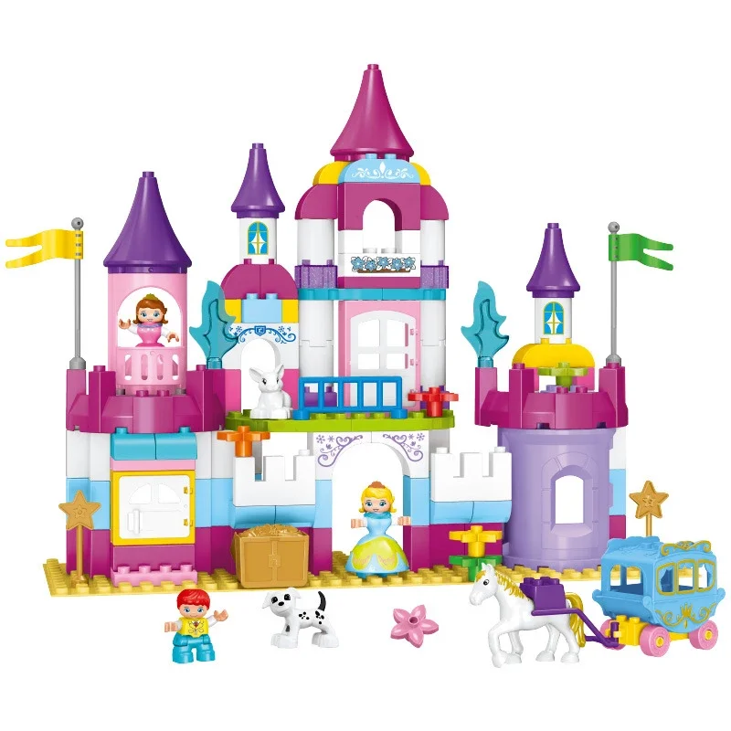 Cmpatible Big Building Blocks Castle Series Princess Prince Carriage Accessories Large Bricks Kids Assembly Toys Party Gifts