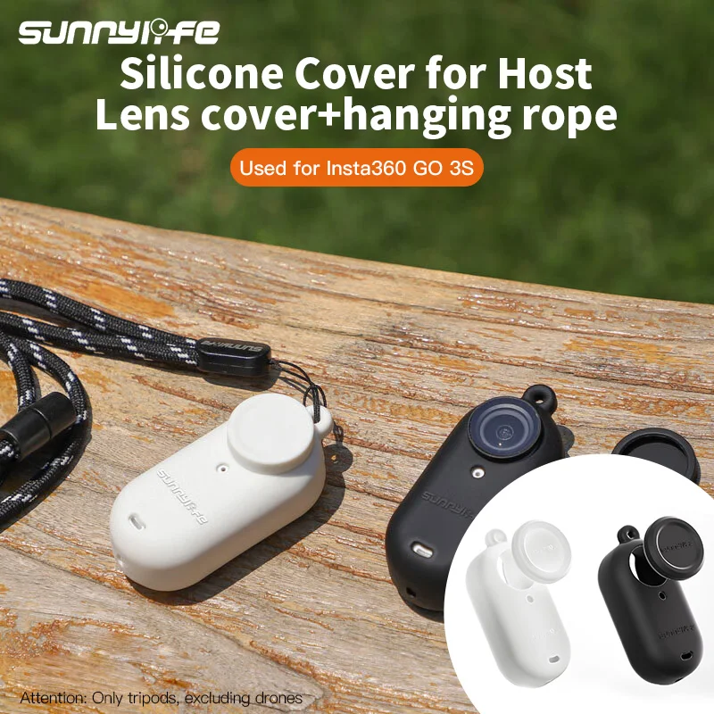 Sunnylife Host Silicone Cover For Insta360 GO3S Sports Camera Accessories Lens Covers Protective Case With Hanging Rope