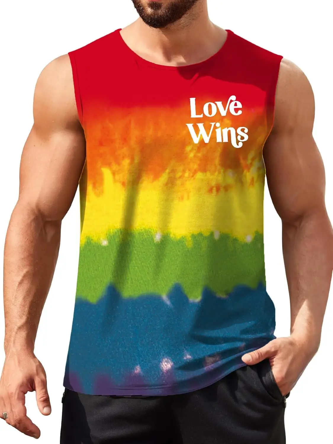 

Rainbow Graphic Men's Sleeveless T-Shirt Summer Casual Creative Design Colorful Unisex Tees Oversize Breathable Comfortable Tops