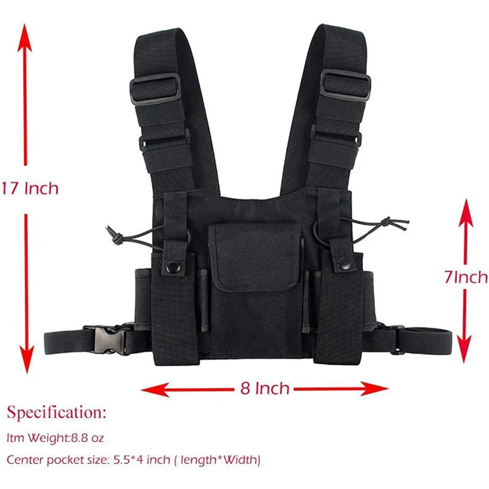 Нагрудная сумка с несколькими карманами, нагрудная сумка для радио, нагрудная сумка, жилет, нагрудная сумка с передними сумками и сумкой на молнии для универсальных раций