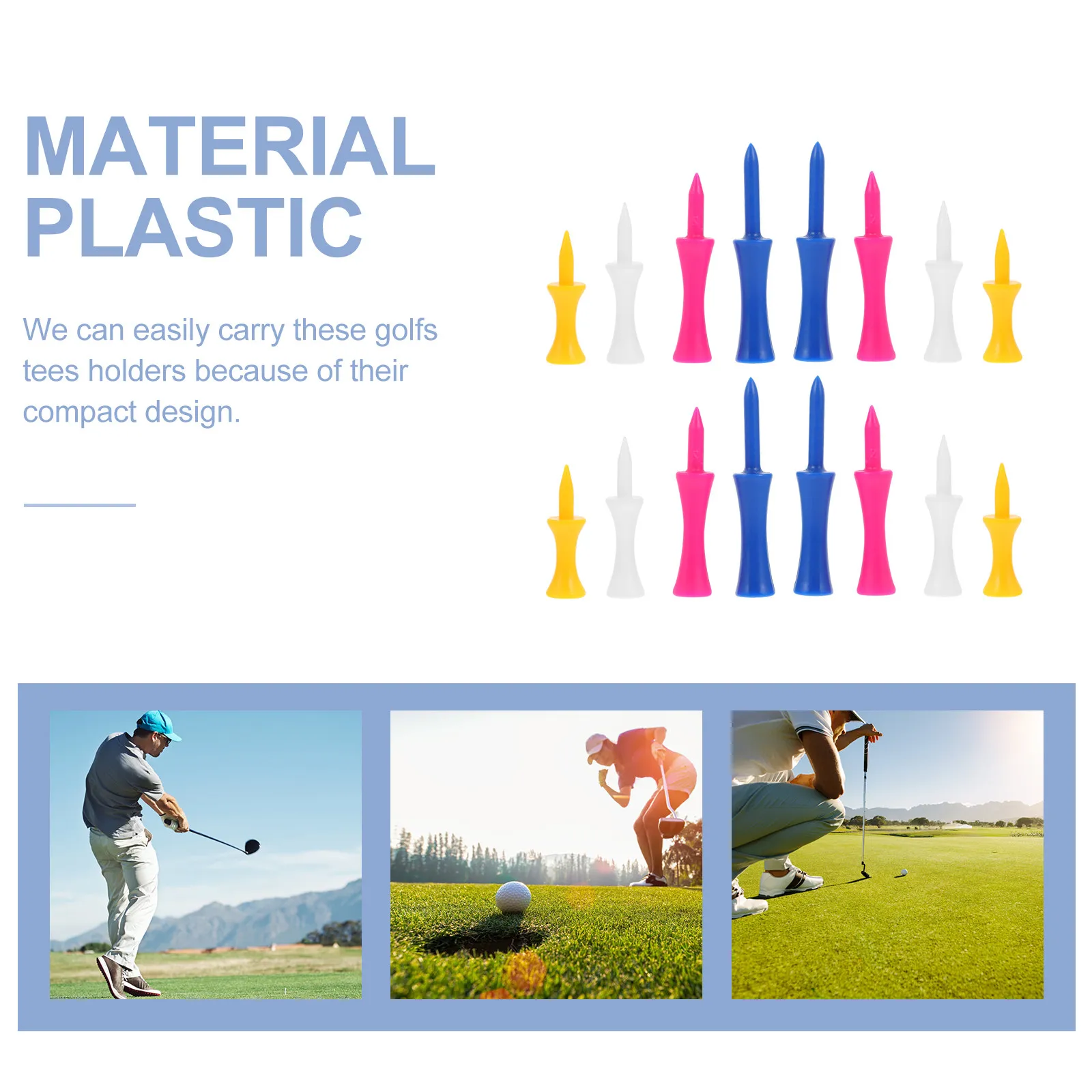 

40Pcs Professional Golf Tees Strong Plastic Construction for Multiple Uses Portable Golf Training Aids Supplies