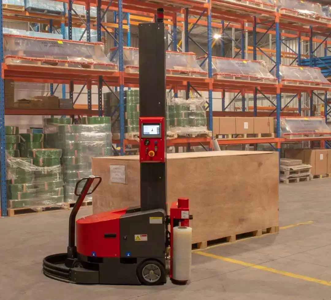 Automatic Control System Mobile Robotic Pallet Stretch Film Wrapper Wrapping Machine