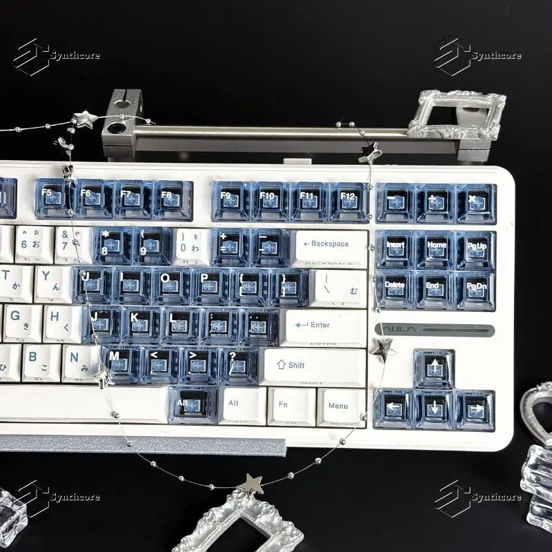 Anime Manga Heart Shape Keycaps Cherry Profile  Spelling Keycaps  Ice Crystal Blue Clear  MX Mechanical Keyboard Gaming Custom