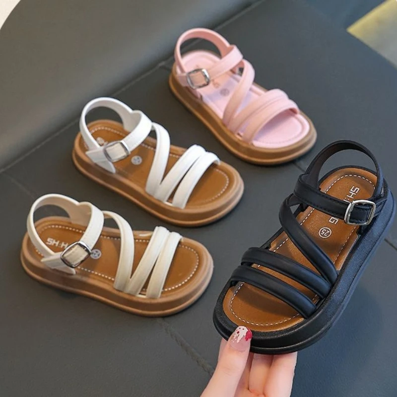 

Лидер продаж, сандалии для девочек, новинка лета 2024, темпераментные женские сандалии, модная обувь принцессы, универсальная детская обувь, римские сандалии