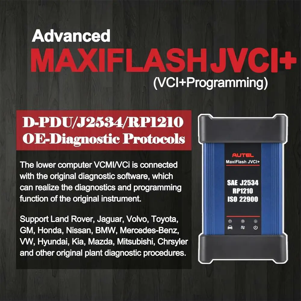 Autel MaxiFlash JVCI+ J2534 Pass-Thru ECU Programming Driver with CAN FD & DoIP Protocol For Autel MaxiIM IM608 II / Laptop / PC