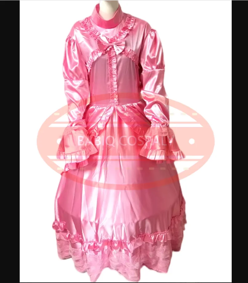 

Sexy Adult Sissy Cross Dressing Girl Pink Long Forged Lace Dress Maid Dress Uniform Lockable Role Play