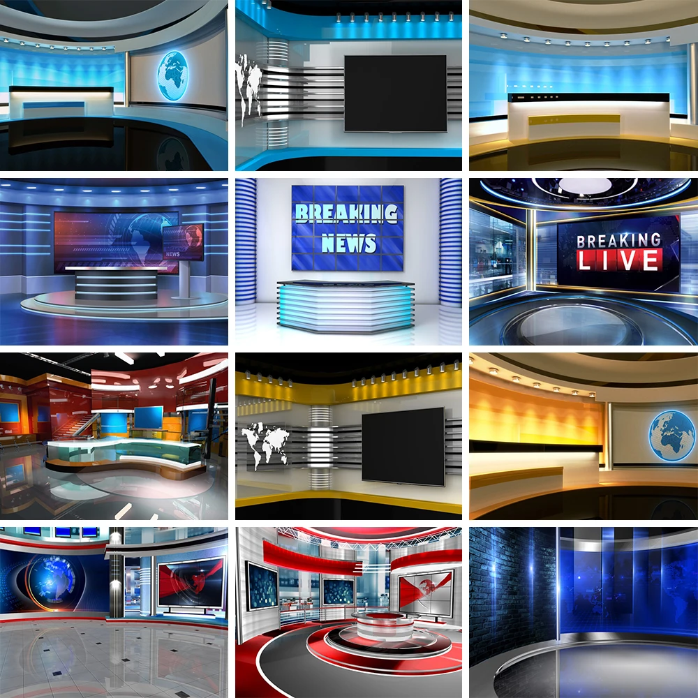 News Broadcast Studio Photography Background TV Window Video Stage Newborn Portrait Photo Backdrops for Photographers