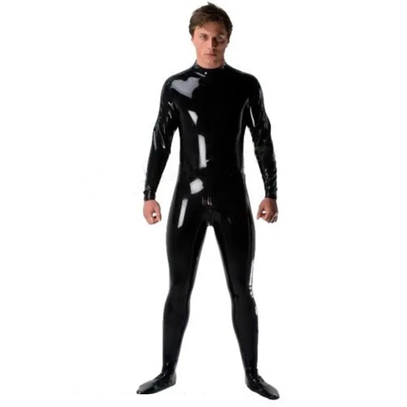 

Handmade Natural Latex Catsuit Men Rubber Jumpsuits Bodysuits with Back Crotch Zip Socks Szie XS -xxxl Custom Made