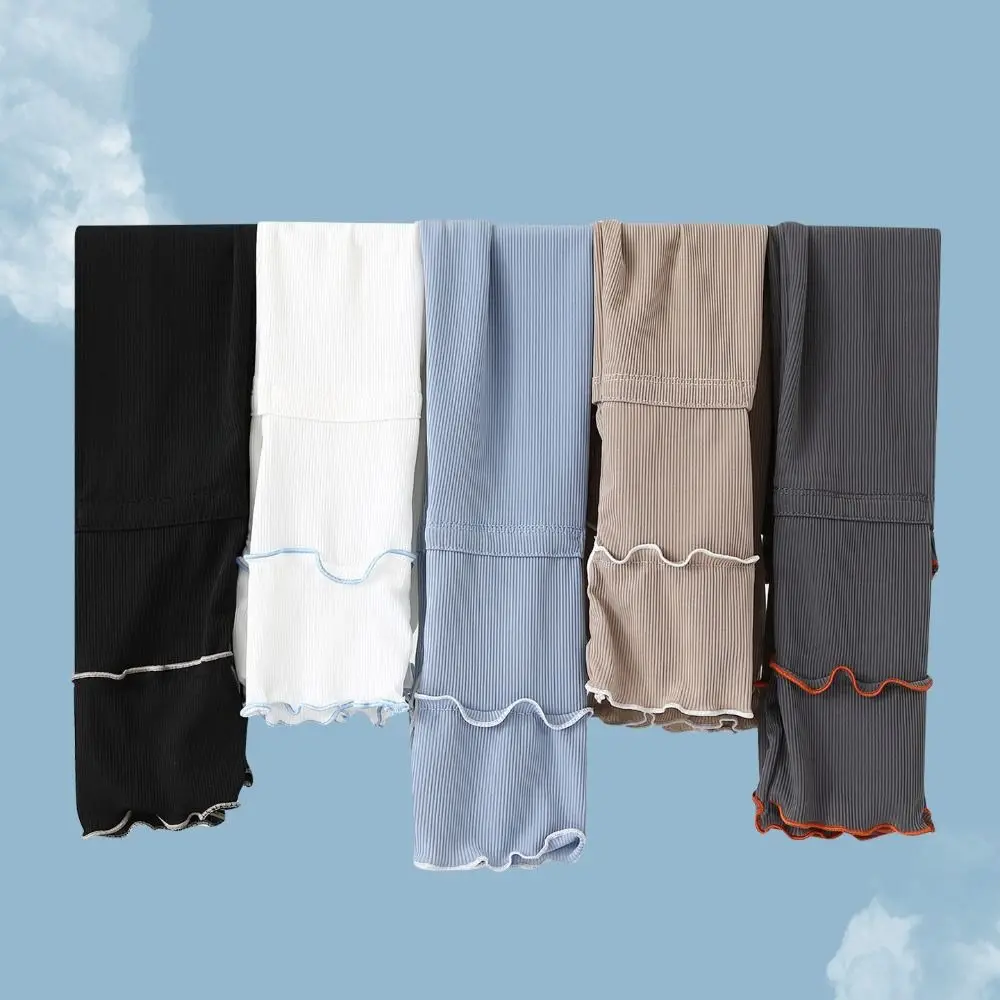 

Fashion Ruffles Arm Sleeves Solid Color Breathable Cooling Arm Cover UV Protection Large Size Sunscreen Sleeves Outdoor Sports