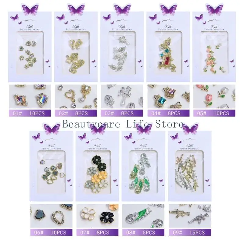 652c Nagel Diamonds Metall Nagel Juwelen Legierungsnägeldekorationen für DIY -Nagelkunsthandwerk