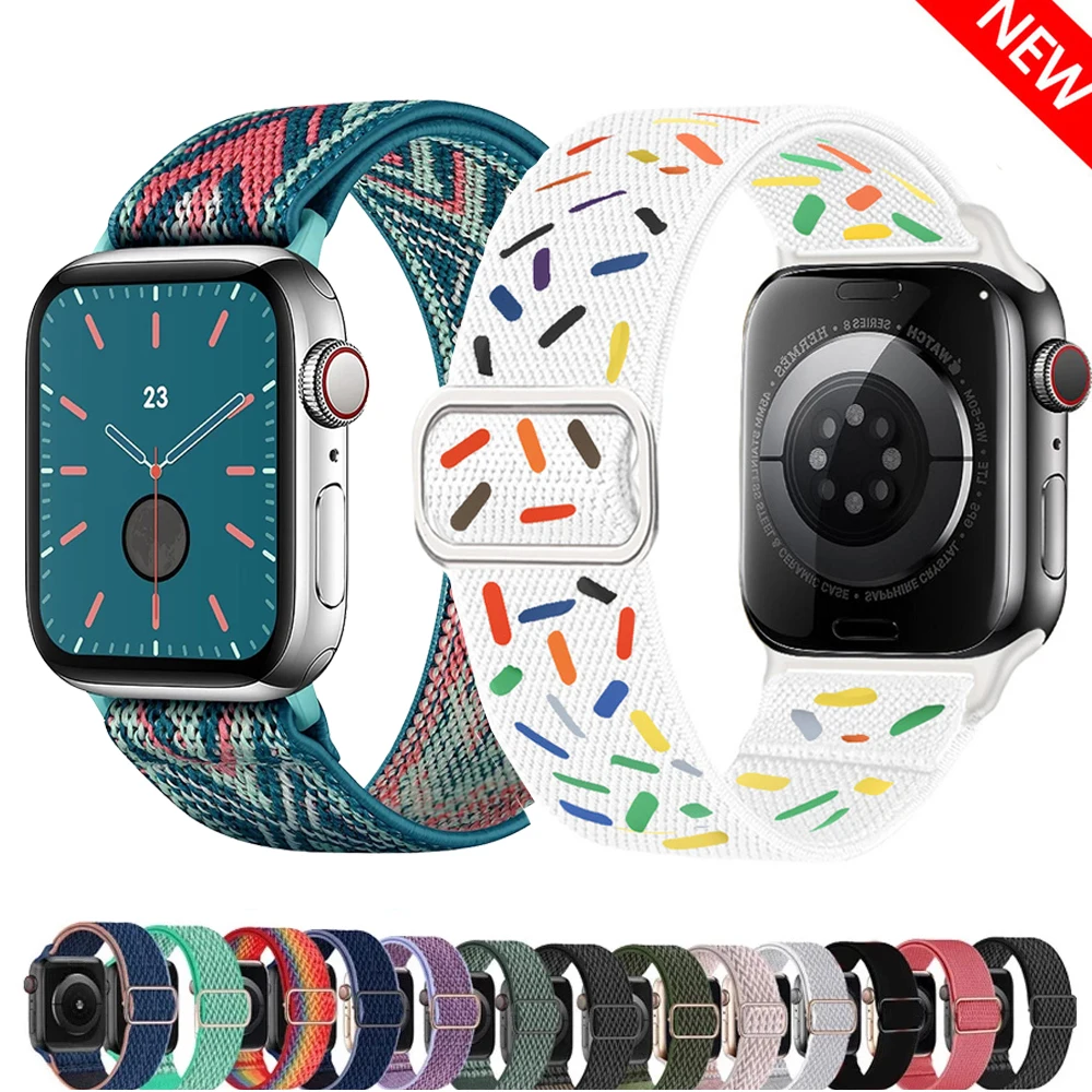Correia de Nylon para Apple Watch Ultra, Pulseira Scrunchie, Banda 45mm, 49mm, 44mm, 40mm, 38mm, 41mm, 42mm, iWatch Series 3, 6, SE, 7, 8, 9