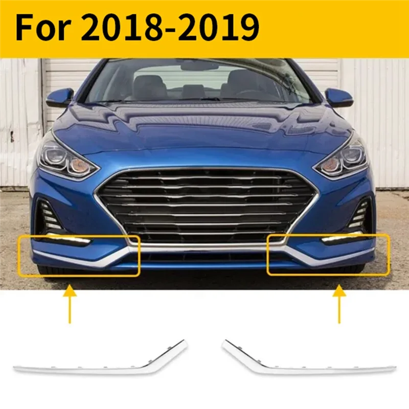 

Front Bumper Fog Chrome Lower Bumper Trim Replacement For Sonata 2018-2019 86551-E6700 86552-E6700 86551E6700 86552E6700