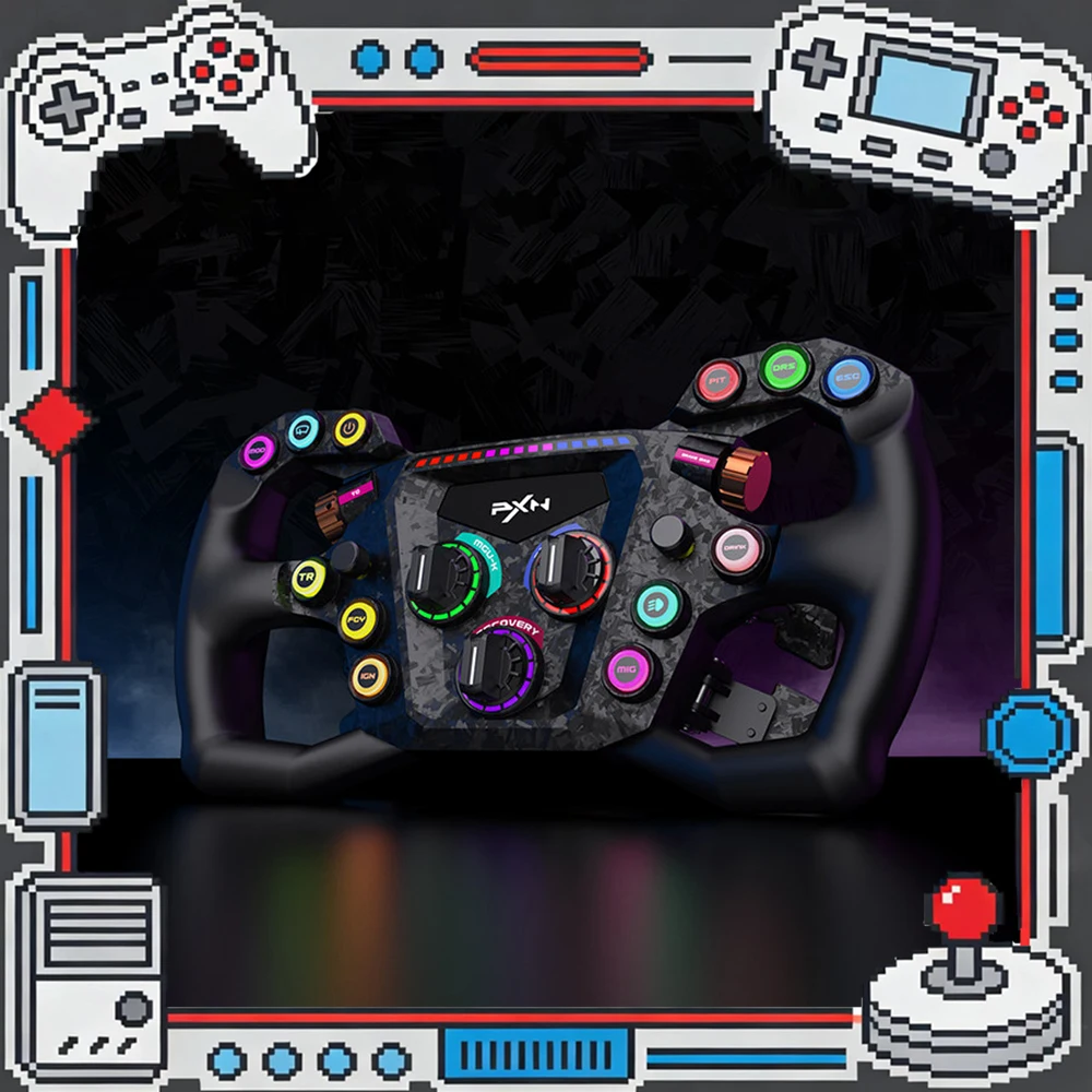 

Руль для гоночного симулятора PXN W GTL GT One из карбона с RGB-подсветкой, настраиваемыми кнопками и быстросъемными элементами для ПК