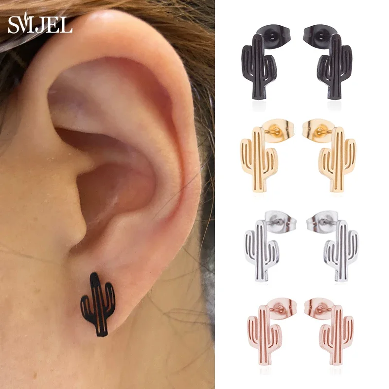 بوهيميا الفولاذ المقاوم للصدأ أقراط خمر الصحراء الصبار قرط الاذن المرصع أنيق للنساء 2026 نبات فريد الأذن ثقب هدية حفلة #6