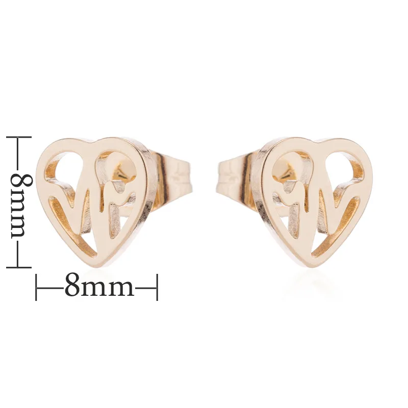 2023 Fashion Star and Moon Heart Gesture Bicycle Heartbeat Stainless Steel Earrings Jewelry Wholesale image 6