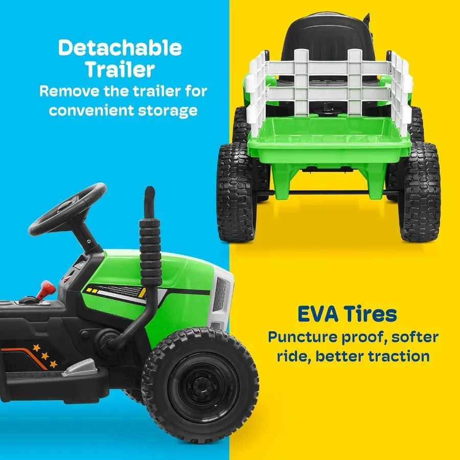 Versione Premium 12V 7AH con pneumatici con pedali in EVA Doppi motori da 35 W Boost Power Torque Trattore elettrico alimentato con telecomando con T