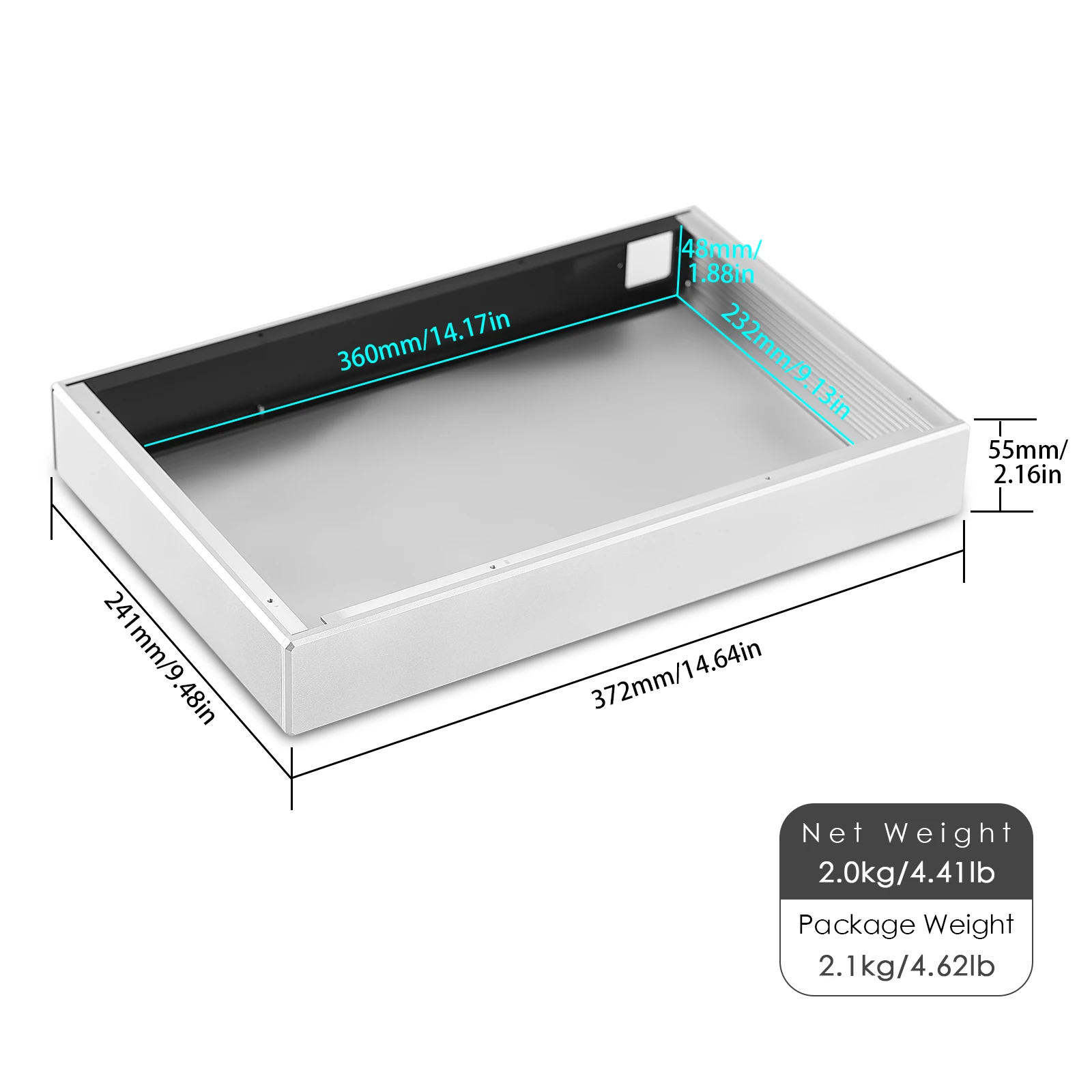 Douk Audio Nobsound Aluminium-Chassis, Metallgehäuse, Gehäuse für Verstärker/DAC/Vorverstärker, 372 x 241 x 55 mm 3