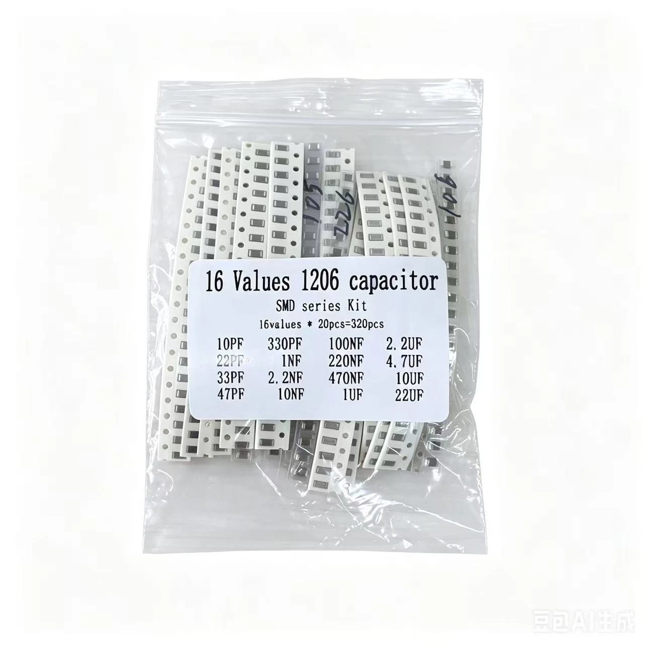 320pcs 1206 SMD Capacitor Kit 16 Values 10pF-22uF MLCC Assortment