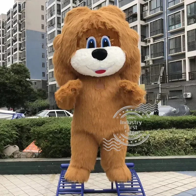 

2.6m Giant Inflatable Fur Lion Costume Adult Full Walking Cute Mascot Suit Entertainment Blow Up Cosplay Dress Christmas Party