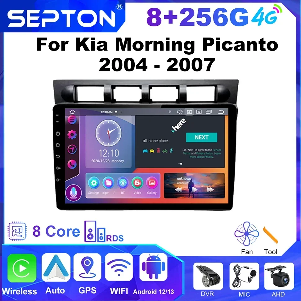 SEPTON Android Auto Car Rdio for Kia Morning Picanto 2004 - 2007 Automotive Multimedia Player 8core 4G GPS Navi DSP FM QLED