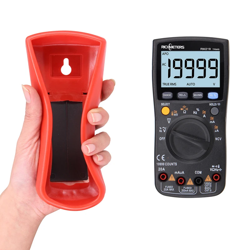 Imagem -03 - Multímetro Digital Freqüência Ncv Desligamento Automático Amperímetro de Tensão ac dc Ohm Atual True-rms 19999 Contagens Richmeters-rm219